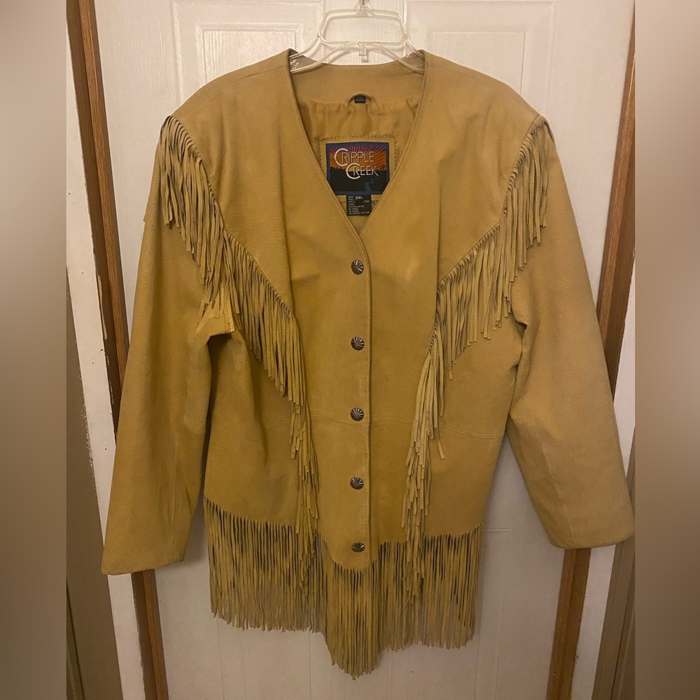 VTG Cripple Creek Golden Tan Fringe Leather Jacket - Picture 3 of 12